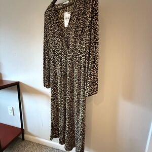 Mango Animal Print Long Sleeve Dress